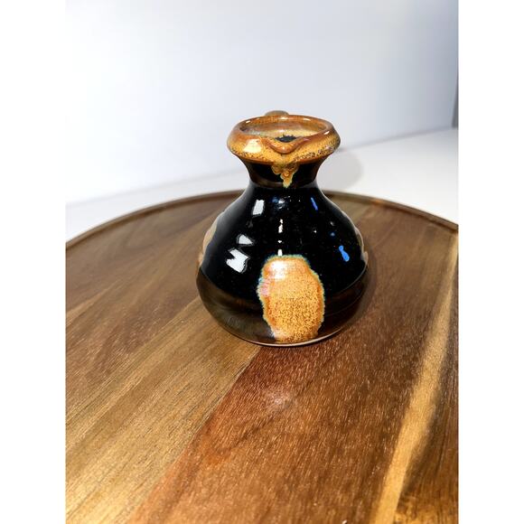 Hand Slung Studio Art Pottery Small Pitcher Dark Brown Glaze W/Areas Of Lt Brown - Picture 3 of 10